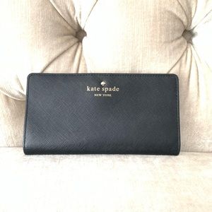 Kate Spade Black Leather Slim Bifold Wallet